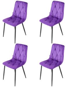 Set 4 scaune Kobe, DENVER, catifea mov, picioare metalice negre, 43x55x84 cm
