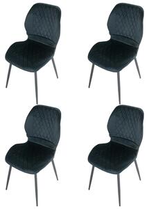 Set 4 scaune Goteborg, DENVER, catifea neagra, picioare metalice negre, 48x58x86 cm