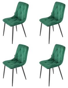 Set 4 scaune Kobe, DENVER, catifea verde, picioare metalice negre, 43x55x84 cm