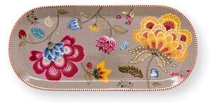 Tavă din porțelan, Pip Studio, Khaki, 33.3x15.5 cm, colecția Blooming Tales
