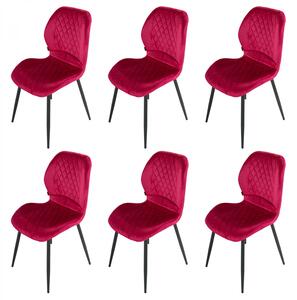 Set 6 scaune Goteborg, DENVER, catifea bordo, picioare metalice negre, 48x58x86 cm