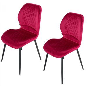 Set 2 scaune Goteborg, DENVER, catifea bordo, picioare metalice negre, 48x58x86 cm