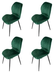 Set 4 scaune Goteborg, DENVER, catifea verde, picioare metalice negre, 48x58x86 cm