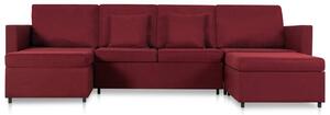 Canapea extensibilă cu 4 locuri, roșu vin, material textil