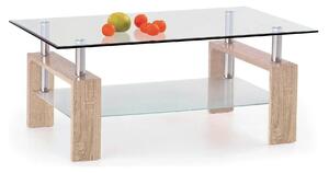 Masuta cafea DIANA H, transparent/stejar sonoma, 110x60x55 cm