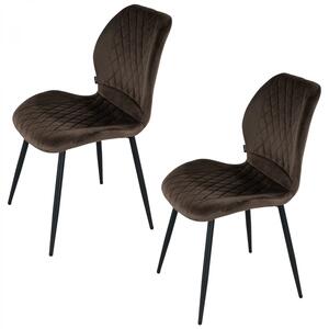 Set 2 scaune Goteborg, DENVER, catifea maro, picioare metalice negre, 48x58x86 cm