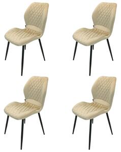 Set 4 scaune Goteborg, DENVER, catifea bej, picioare metalice negre, 48x58x86 cm