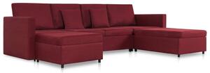 Canapea extensibilă cu 4 locuri, roșu vin, material textil