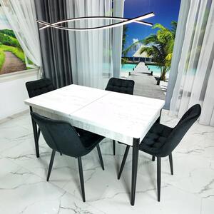 Set masa extensibila Napoli Pin antichizat cu 4 scaune Osaka negru, DENVER, picioare vopsite negru, 130x80x76 cm