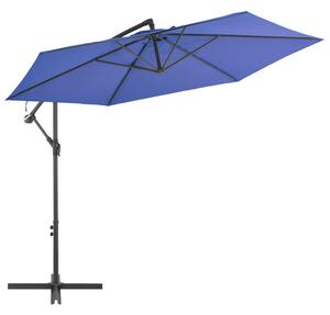 Umbrelă suspendată cu stâlp din aluminiu, albastru, 300 cm