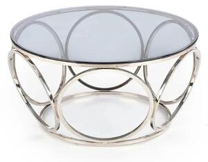 Masuta cafea VENUS argintiu/transparent, sticla/otel, 80x44 cm