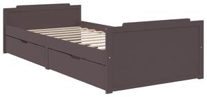 Cadru de pat cu sertare, maro închis, 90x200 cm, lemn de pin