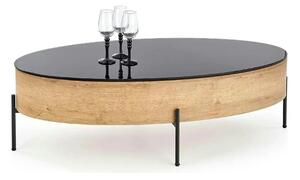Masuta cafea ZENGA stejar auriu/negru, 120x60x37 cm