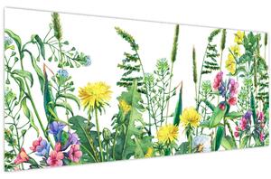 Tablou - Flori de pajiște pictate (120x50 cm)