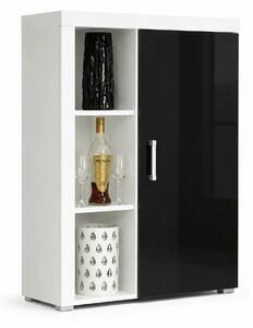 Dulap SAMBA REG-3, alb/negru, PAL laminat, cu o usa, 90x35x114 cm