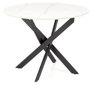 Masă de sufragerie Edgaro 2 (marmură albă + negru) (pentru 4 persoane). 1092384