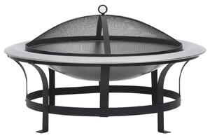 Vatră de foc de exterior cu grătar, 76 cm, oțel inoxidabil