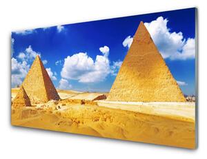 Tablou pe sticla Desert Piramidele Peisaj Galben Albastru