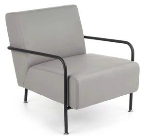 Fotoliu CUPER, gri/negru, piele ecologica/otel, 69x82x75 cm