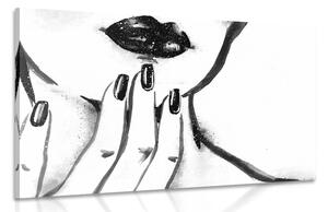 Tablou portretul femei în acuarelă în design alb-negru