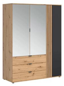 Dulap VABRES, stejar artisan/negru mat, PAL laminat, 151x56x196 cm