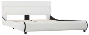 Cadru de pat cu LED, alb, 160 x 200 cm, piele ecologică