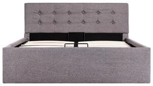 Cadru de pat hidraulic cu ladă, gri taupe, 120 x 200 cm, textil