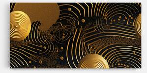 Tablou Canvas, 40x80cm, Dormitor si Living, Abstracte, Abstract cu linii, Gold Circle With Lines (2)