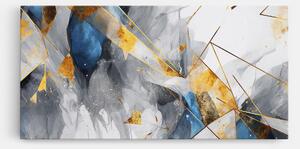 Tablou Canvas, 100x200cm, Dormitor si Living, Abstracte, Abstract cu linii, Abstract Gold Blue Pattern