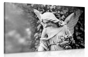 Tablou statuie îngerului în design alb-negru