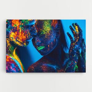 Tablou Canvas, 20x30cm, Dormitor si Living, Abstracte, Culori vibrante, Fluorescent Couple