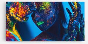 Tablou Canvas, 40x80cm, Dormitor si Living, Abstracte, Culori vibrante, Fluorescent Couple