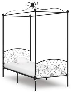 Cadru de pat cu baldachin, negru, 90 x 200 cm, metal