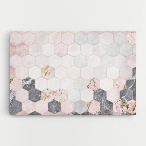 Tablou Canvas, 20x30cm, Dormitor si Living, Abstracte, Geometrice, Grey Pink Hexagon