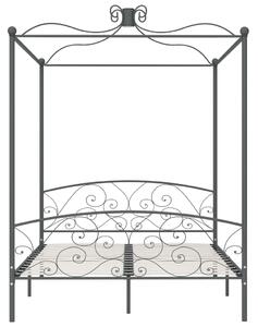 Cadru de pat cu baldachin, gri, 160 x 200 cm, metal