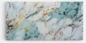 Tablou Canvas, 100x200cm, Dormitor si Living, Abstracte, Marble, Light Green Gold Line