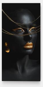 Tablou Canvas, 40x80cm, Dormitor si Living, Femei, Black and Gold, Gold Chain Woman