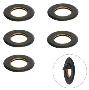 Set de 5 spoturi încastrate moderne negre, inclusiv LED IP67 - Linsey