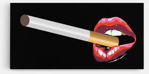Tablou Canvas, 40x80cm, Dormitor si Living, Femei, Lips, Lips Smoking