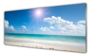 Tablou pe sticla Sea Sun Beach Peisaj Alb Albastru