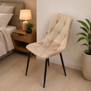 Scaun Kobe, DENVER, catifea bej, picioare metalice negre, 43x55x84 cm