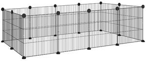 PawHut Țarc Modular pentru Animale de Companie de Talie Mică cu Panouri și Accesorii, 140x70x35 cm, Negru | Aosom Romania