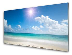 Tablou pe sticla Sea Sun Beach Peisaj Alb Albastru