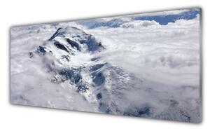 Tablou pe sticla Munte Ceață Peisaj Gri Alb