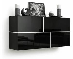 Comoda GOYA, negru/negru lucios/alb, PAL laminat, 170x40x80 cm