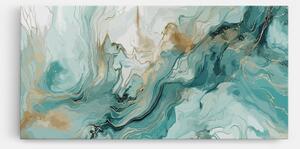 Tablou Canvas, 50x100cm, Dormitor si Living, Feng Shui, Apa, Green Gold Water
