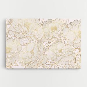 Tablou Canvas, 30x40cm, Dormitor si Living, Flori, Bujori, Golden Peony