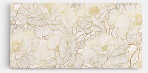 Tablou Canvas, 40x80cm, Dormitor si Living, Flori, Bujori, Golden Peony