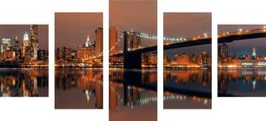 Tablou 5-piese reflexie Manhattanului în apă