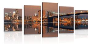 Tablou 5-piese reflexie Manhattanului în apă